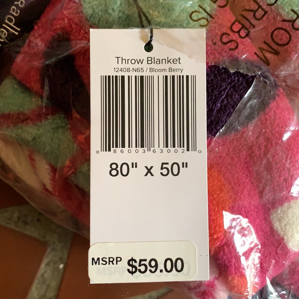 Vera Bradley Bloom Berry Throw Blanket - Picture 3 of 4